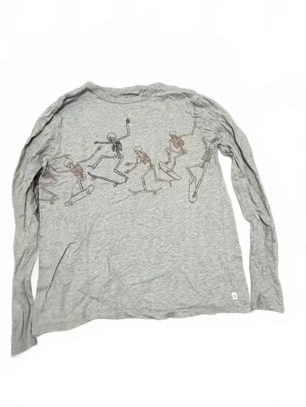 GAP Kids Boys Gray Long Sleeve Skateboard Skeleton Tee XXL